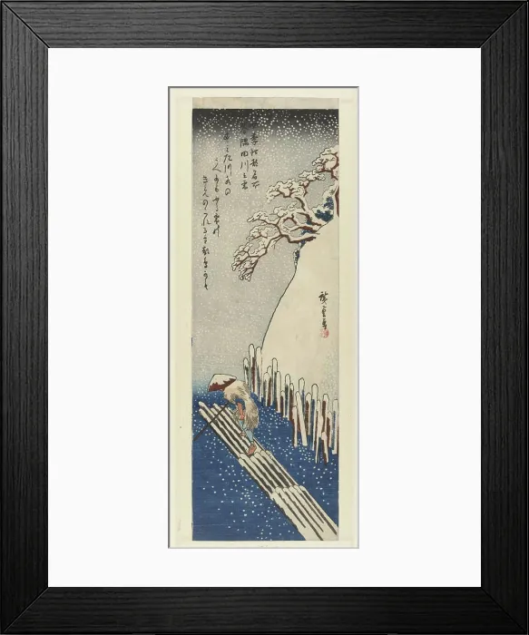 Framed Print : Winter, snow on the Sumida river; Fuyu Sumidagawa No Yuki; Famous places in Edo in the four seasons; Shiki Edo Meisho Framed Print : Winter, snow on the Sumida river; Fuyu Sumidagawa No Yuki; Famous places in Edo in the four seasons; Shiki Edo Meisho