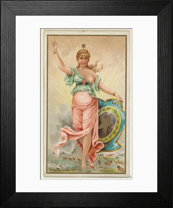 Framed Print : Texas, from the Industries of States series (N117) issued by Duke Sons & Co Framed Print : Texas, from the Industries of States series (N117) issued by Duke Sons & Co