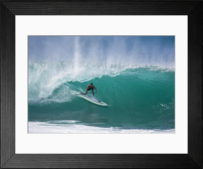 Framed Print : A man stand up paddle surfing, of the north shore of Oahu 02.12.08 Framed Print : A man stand up paddle surfing, of the north shore of Oahu 02.12.08
