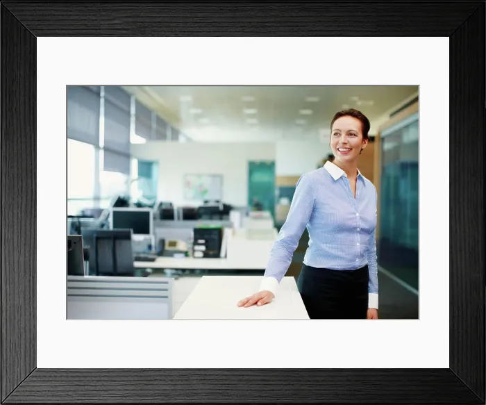 Framed Print : Business, thinking and woman in office Framed Print : Business, thinking and woman in office