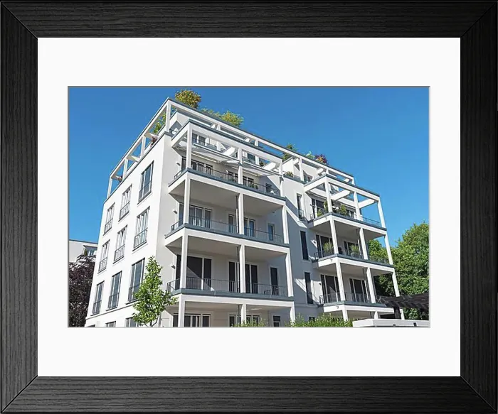 Framed Print : New white apartment building in Berlin, Germany, Europe Framed Print : New white apartment building in Berlin, Germany, Europe