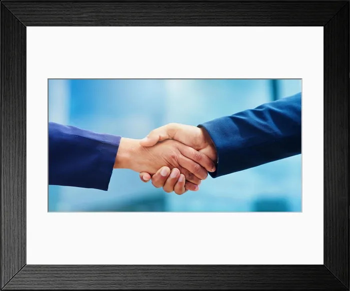 Framed Print : Shaking hands, business people and introduction outdoor Framed Print : Shaking hands, business people and introduction outdoor