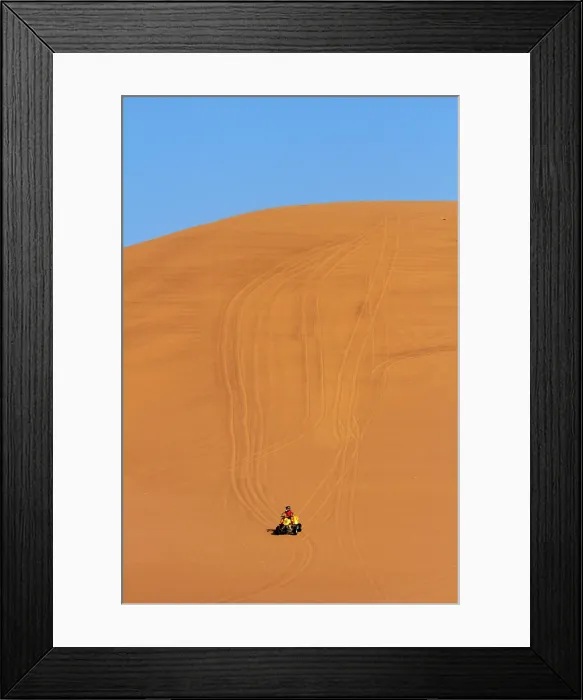 Framed Print : Quad bike on sand dunes between Swakopmund and Walvis Bay, Namibia, Africa Framed Print : Quad bike on sand dunes between Swakopmund and Walvis Bay, Namibia, Africa
