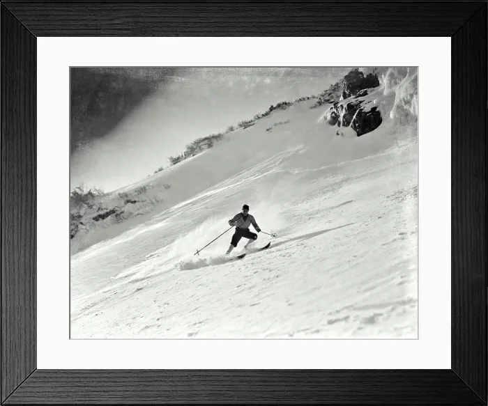 Framed Print : Vintage photograph. Skiing at the Spring ski center on Mt Framed Print : Vintage photograph. Skiing at the Spring ski center on Mt