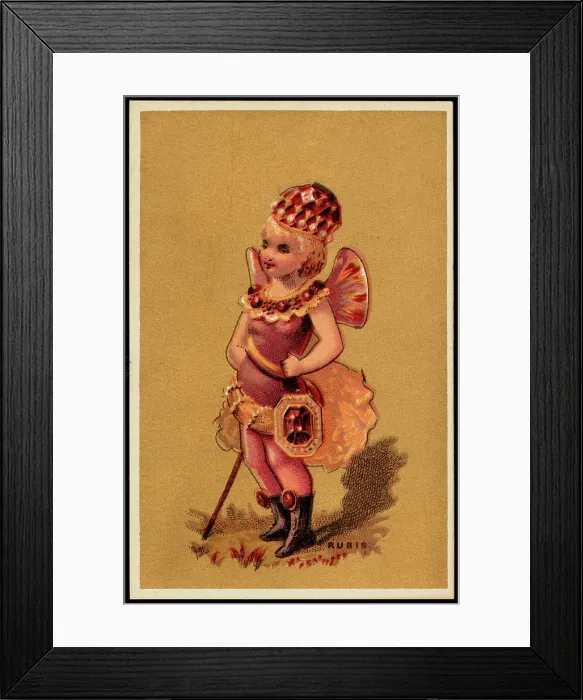 Framed Print : Rubis, Girls, Gems, Jewelry, 19th Century American Trade Cards