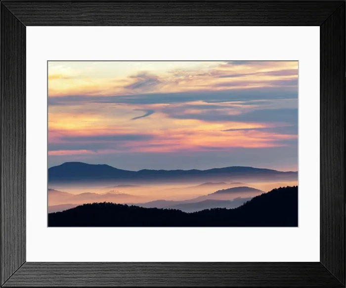 Framed Print : Sunset from Blue Ridge Parkway, North Carolina in fall Framed Print : Sunset from Blue Ridge Parkway, North Carolina in fall