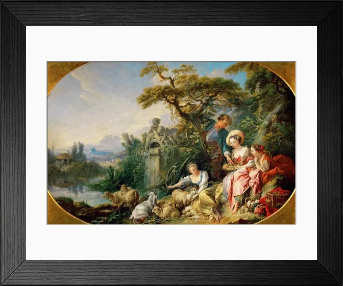 Framed Print : The Shepherd's Presents (The Nest) by Boucher Framed Print : The Shepherd's Presents (The Nest) by Boucher