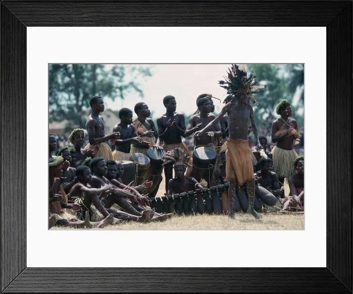 Framed Print : Congo, Gungu, Bapende Tribal Musicians Playing At Gungu Festival