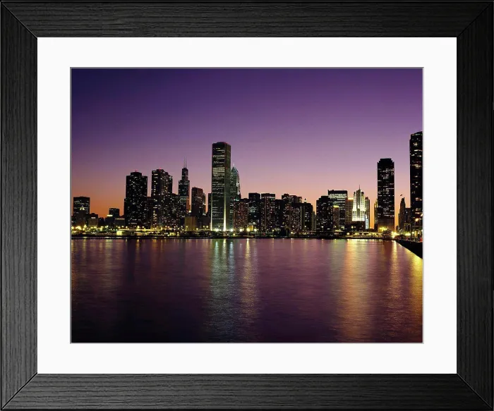 Framed Print : City Skyling at Dusk Chicago, Illinois, USA Framed Print : City Skyling at Dusk Chicago, Illinois, USA