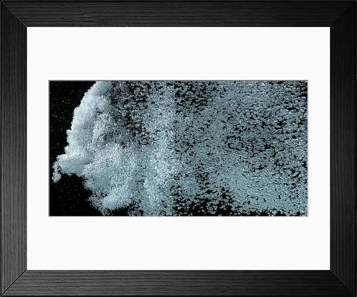 Framed Print : Bubbles of Air in the Water on Black Background