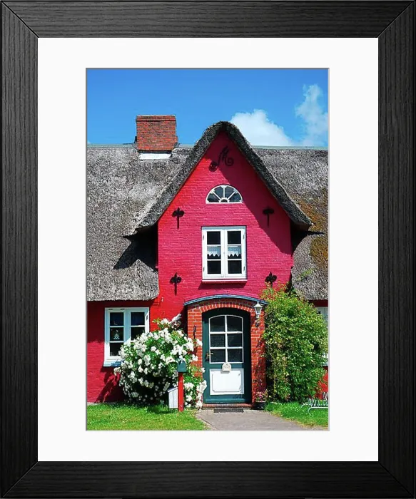 Framed Print : Country side, Frisian house, thatched house, North Sea, Amrum Island, Schleswig-Holstein, Germany, Europe
