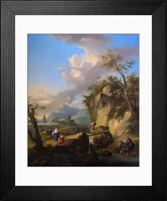 Framed Print : Mountain landscape with figures and bridge by Franz de Paula Ferg (1689 - 1740); Oil an canvas; 18th century Framed Print : Mountain landscape with figures and bridge by Franz de Paula Ferg (1689 - 1740); Oil an canvas; 18th century