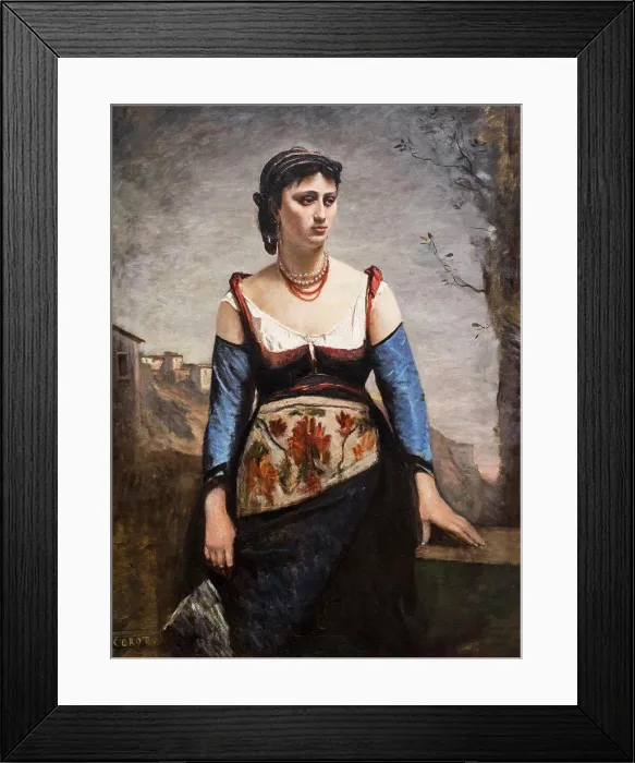 Framed Print : Agostine; Oil on canvas; 1866 Jean-Baptiste-Camille Corot; French; 1796 - 1875 Framed Print : Agostine; Oil on canvas; 1866 Jean-Baptiste-Camille Corot; French; 1796 - 1875