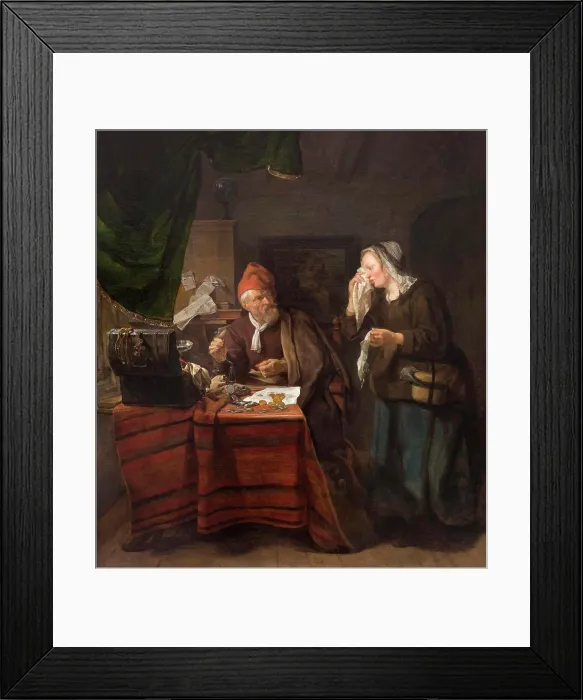 Framed Print : Usurer with a Tearful Woman, Gabriel Metsu, 1654, Museum of Fine Arts, Boston, Mass, USA, North America