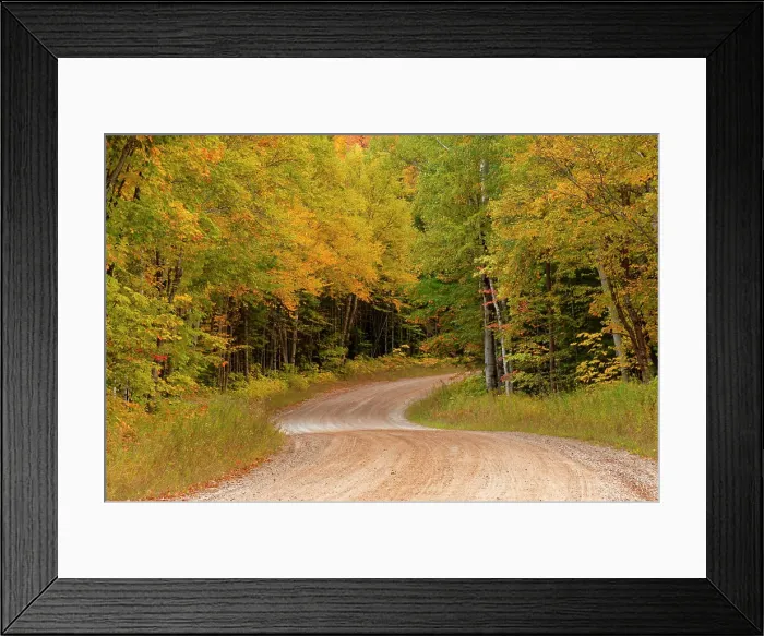 Framed Print : Gravel road through Hiawatha National Forest, Upper Peninsula of Michigan