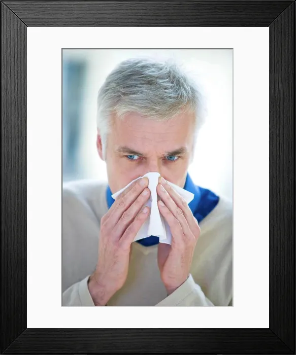 Framed Print : Man blowing his nose Framed Print : Man blowing his nose