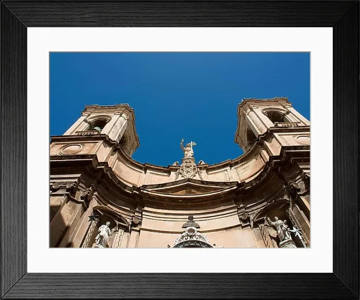 Framed Print : Front view of a church with two towers Framed Print : Front view of a church with two towers
