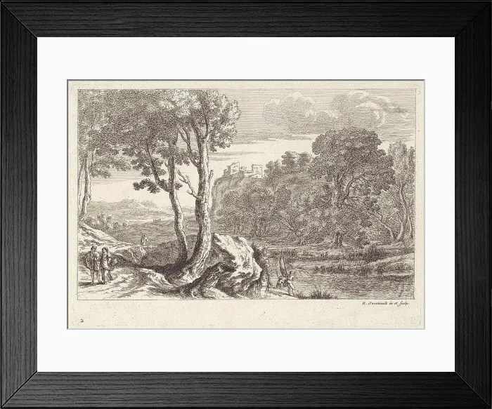 Framed Print : Landscape with Fishermen, Claude Goyrand, Herman van Swanevelt, Herman van Swanevelt, 1633 - 1712