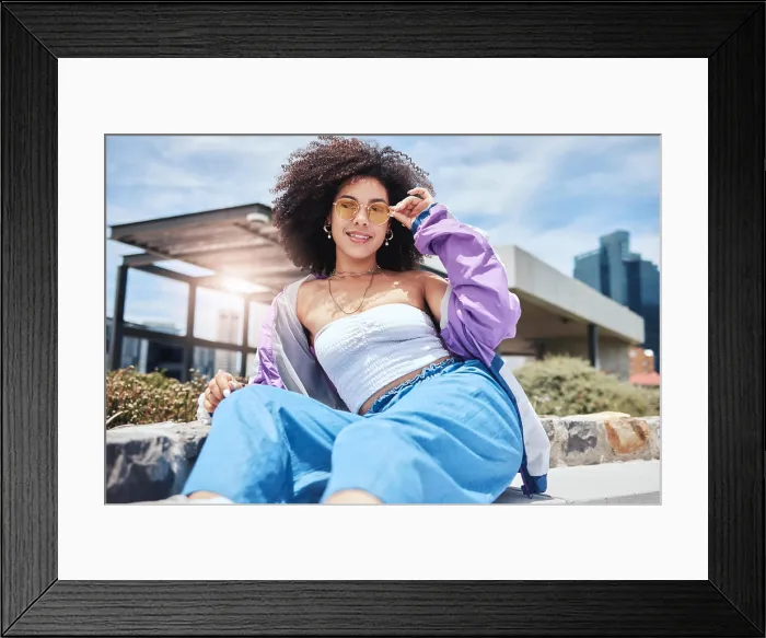 Framed Print : Woman, portrait and cool in city for fashion Framed Print : Woman, portrait and cool in city for fashion