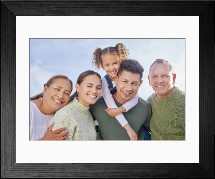 Framed Print : Big family, smile and portrait with child by blue sky for outdoor adventure Framed Print : Big family, smile and portrait with child by blue sky for outdoor adventure