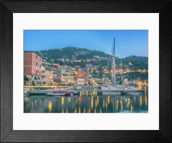Framed Print : France, Provence. Villefranche-sur-Mer, harbor at dawn