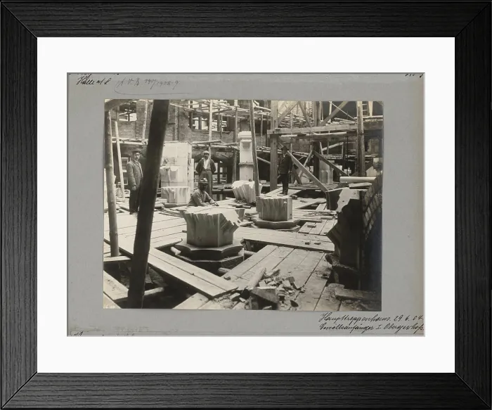 Framed Print : Unknown architect, civil court in Halle / Saale (1905): Photography of the construction work Framed Print : Unknown architect, civil court in Halle / Saale (1905): Photography of the construction work