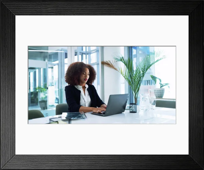 Framed Print : African, accountant or businesswoman with laptop for review Framed Print : African, accountant or businesswoman with laptop for review