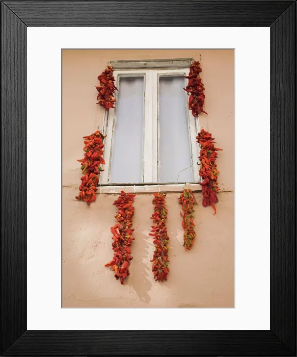 Framed Print : Turkey Aydin Province KUSAdasi, Strings of red and orange chili peppers hung up to dry Framed Print : Turkey Aydin Province KUSAdasi, Strings of red and orange chili peppers hung up to dry