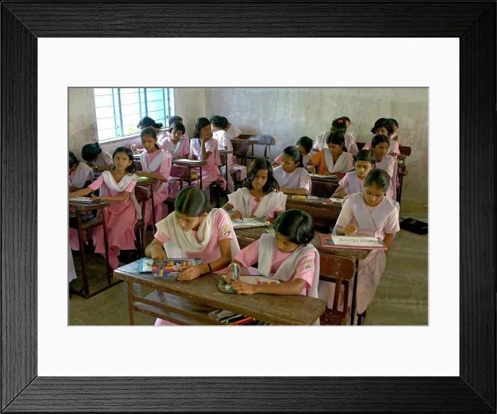 Framed Print : Girls In Classroom Of School At Ralegan Siddhi Near Pune, Maharashtra, India Framed Print : Girls In Classroom Of School At Ralegan Siddhi Near Pune, Maharashtra, India