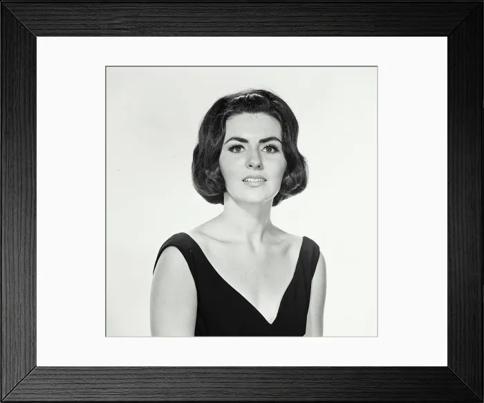 Framed Print : Vintage Photograph. Woman in evening gown on blank background. Frame 2
