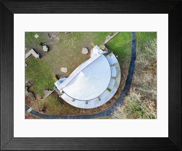 Framed Print : Aerial view of the remains of a 13th-century Cistercian abbey with Baroque additions; Heisterbach Monastery Framed Print : Aerial view of the remains of a 13th-century Cistercian abbey with Baroque additions; Heisterbach Monastery