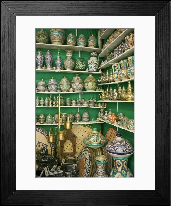 Framed Print : MOROCCO, Fes: Fes El, Bali (Old Fes), Traditional Pottery Framed Print : MOROCCO, Fes: Fes El, Bali (Old Fes), Traditional Pottery