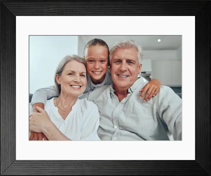 Framed Print : Love, family and portrait by girl and grandparents on sofa for bond Framed Print : Love, family and portrait by girl and grandparents on sofa for bond