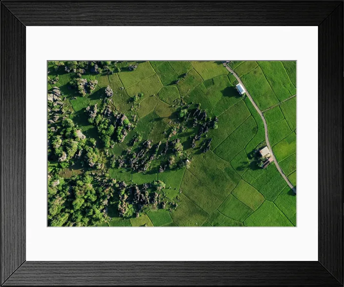 Framed Print : View from directly above of green farm fields on the lush landscape in South Sulawesi Framed Print : View from directly above of green farm fields on the lush landscape in South Sulawesi