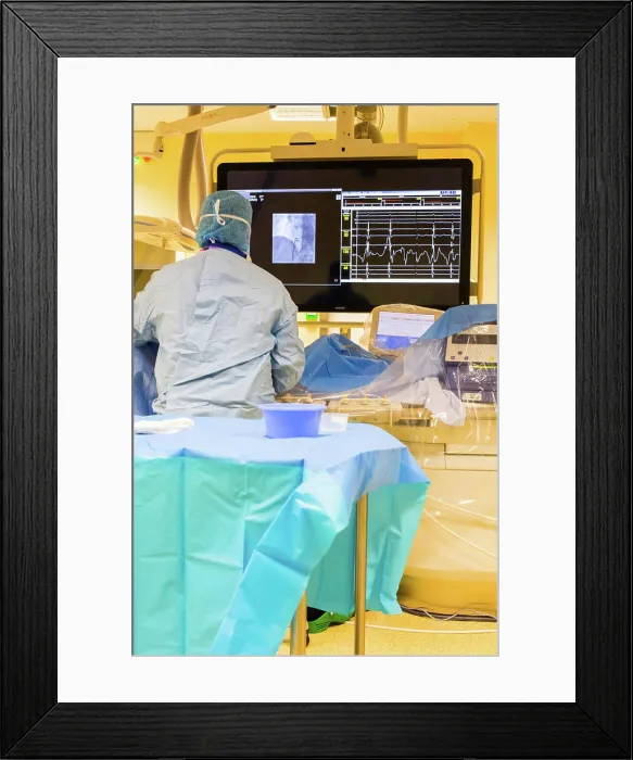 Framed Print : Radiofrequency ablation used in the treatment of heart rhythm disorders, Limoges hopital, France Framed Print : Radiofrequency ablation used in the treatment of heart rhythm disorders, Limoges hopital, France