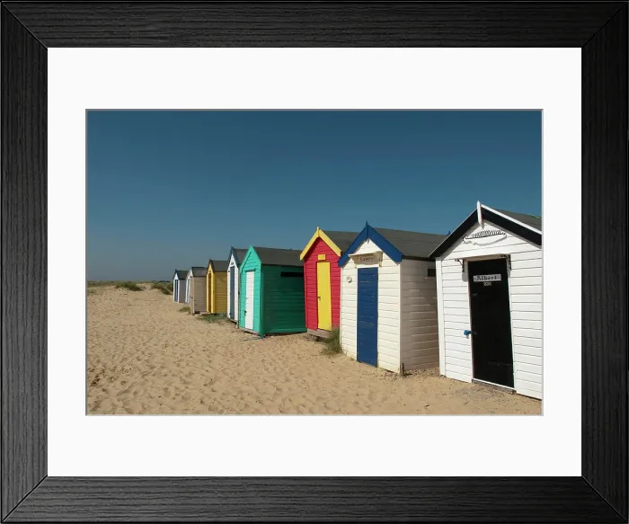 Framed Print : Traditional beach huts in the sand dunes at Southwold, Suffolk, UK Framed Print : Traditional beach huts in the sand dunes at Southwold, Suffolk, UK