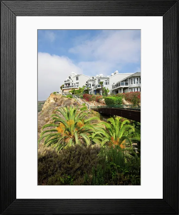 Framed Print : Condos on Dana Point Bluffs above harbor Framed Print : Condos on Dana Point Bluffs above harbor