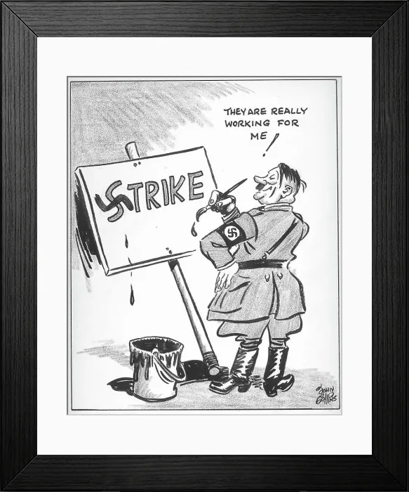 Framed Print : Cartoon - How It's Spelled in Wartime. John Collins (1917-2007) Framed Print : Cartoon - How It's Spelled in Wartime. John Collins (1917-2007)