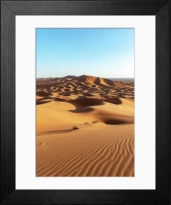 Framed Print : Sand dunes in the desert, dune landscape Erg Chebbi, Merzouga, Sahara, Morocco, Africa Framed Print : Sand dunes in the desert, dune landscape Erg Chebbi, Merzouga, Sahara, Morocco, Africa