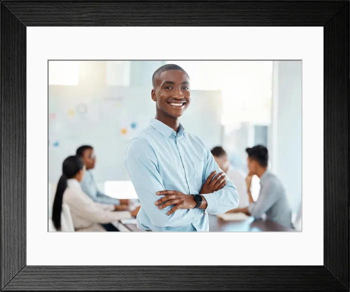 Framed Print : Corporate manager, meeting leader and management in training workshop with employees Framed Print : Corporate manager, meeting leader and management in training workshop with employees