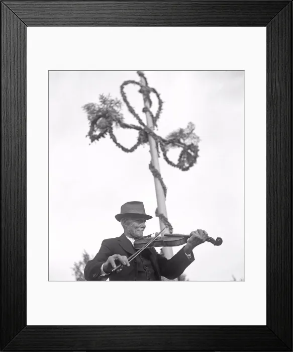 Framed Print : Musician at midsummer. An elderly man is playing the violin at an open air midsummer fiest Framed Print : Musician at midsummer. An elderly man is playing the violin at an open air midsummer fiest