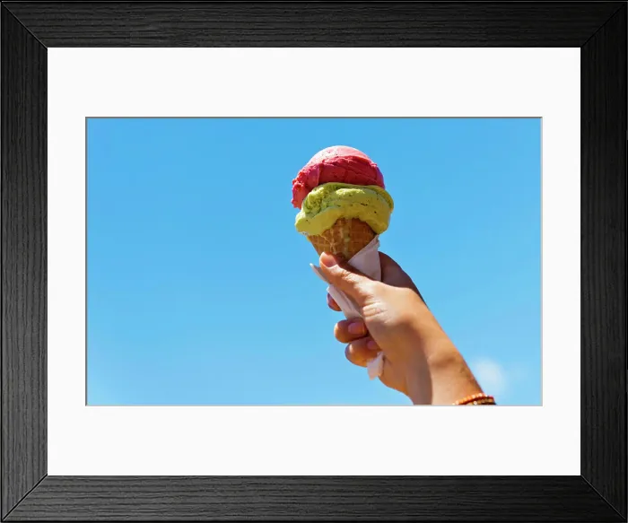 Framed Print : Gelati Ice Cream Cone Gelati ice cream cone held up to the hot summer sky Framed Print : Gelati Ice Cream Cone Gelati ice cream cone held up to the hot summer sky