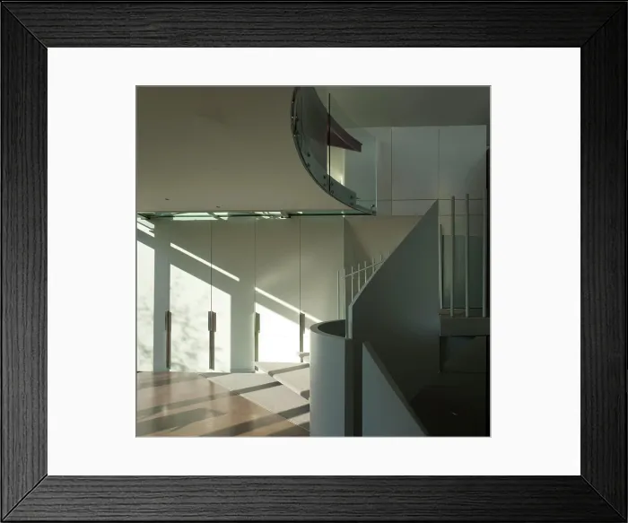 Framed Print : Private Home Farmhouse Communion Design Herefordshire Oct 2011 Detail Of Stair And Storage Cupboards In Entrance Hall