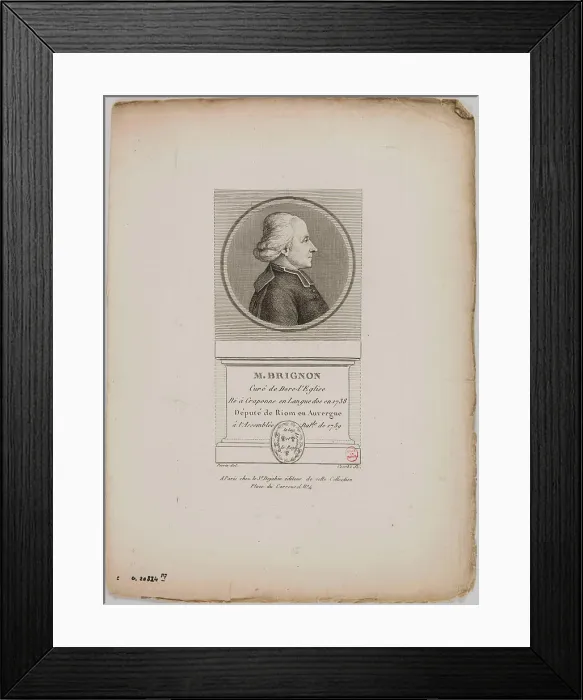 Framed Print : Portrait of Mr. Brignon. Wilbrode Nicolas Magloire curve. Portrait of Mr. Brignon. Engraving in chisel and strong water