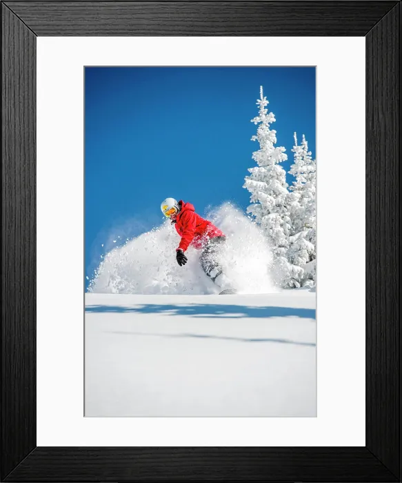 Framed Print : Usa, New Mexico, Santa Fe, snowboarding. (MR) Framed Print : Usa, New Mexico, Santa Fe, snowboarding. (MR)