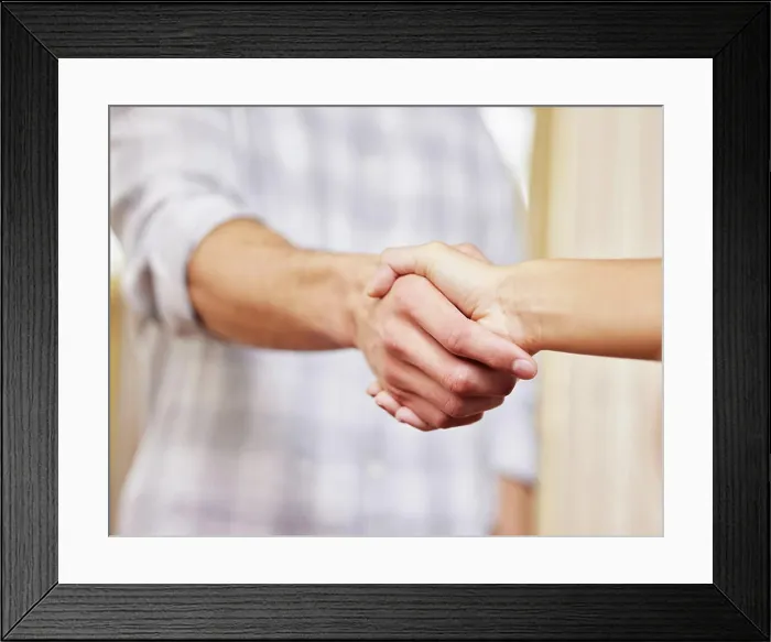 Framed Print : Teamwork, interview or business people shaking hands in startup
