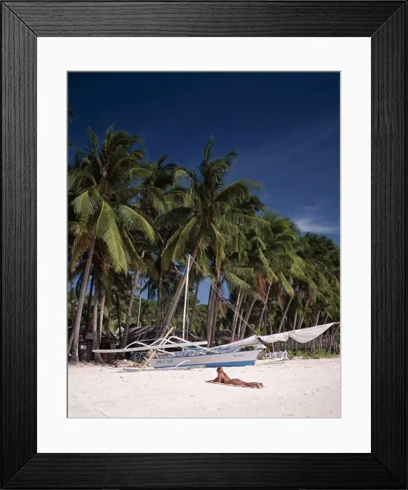 Framed Print : Young woman sunbathing on the beach, Boracay Beach, Boracay Island, Philippines Framed Print : Young woman sunbathing on the beach, Boracay Beach, Boracay Island, Philippines
