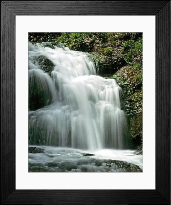 Framed Print : Small waterfall in a mountain stream, movement Framed Print : Small waterfall in a mountain stream, movement