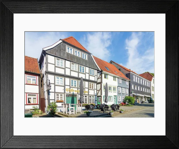 Framed Print : square Vreithof, half-timbered houses, restaurant Soest Nordrhein-Westfalen, North Rhine Germany Framed Print : square Vreithof, half-timbered houses, restaurant Soest Nordrhein-Westfalen, North Rhine Germany