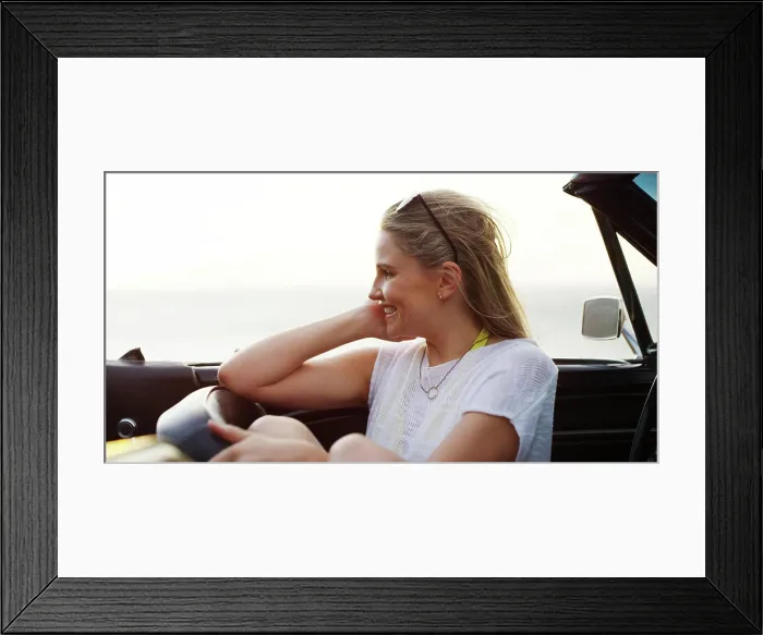 Framed Print : Thinking, woman and relax in car for road trip reflection Framed Print : Thinking, woman and relax in car for road trip reflection